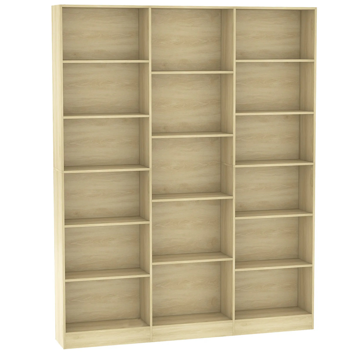 HOMCOM 17-Cube Open Bookcase, 188cm Tall with Adjustable Shelves and Anti-Tipping Hardware – Oak