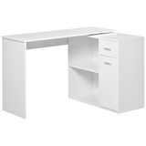 White L-shaped rotating computer desk