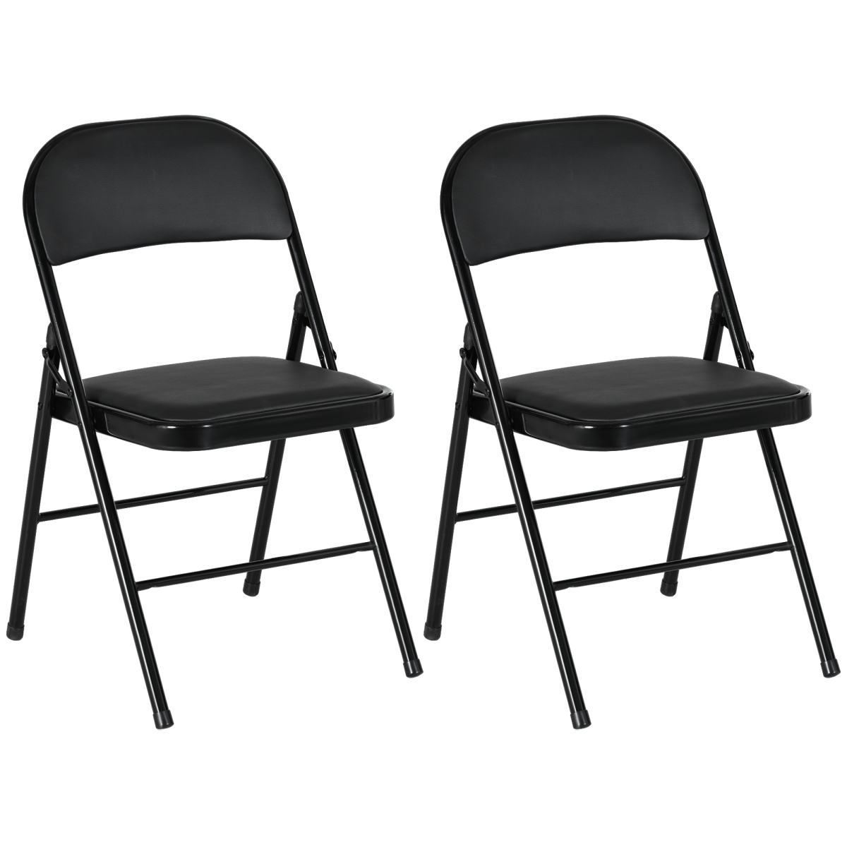 HOMCOM Padded Folding Chairs – 2 Pack, Black