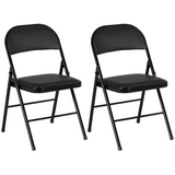 HOMCOM Padded Folding Chairs – 2 Pack, Black