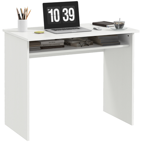 White compact study desk