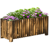 Outsunny Wooden Fir Raised Planter on 4 Feet – Flower Bed for Herbs & Vegetables, 100 x 40 x 40cm