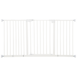 Pawhut Adjustable Metal Pet Safety Gate with 3 Extensions & Auto-Close Door – Double Lock, White