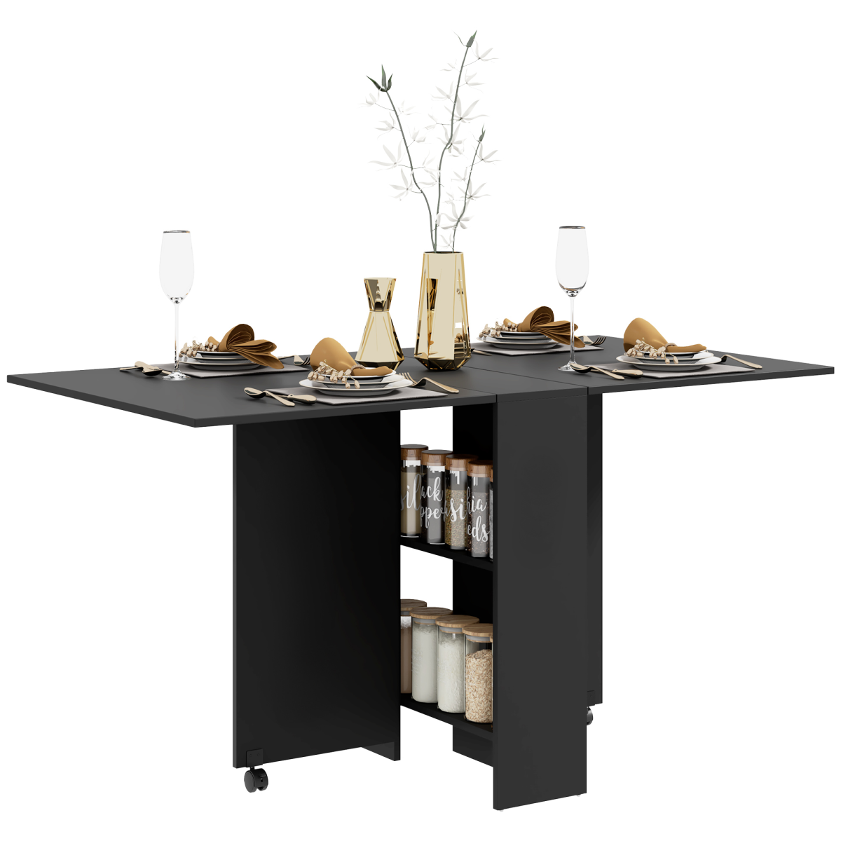 HOMCOM rolling drop leaf kitchen table