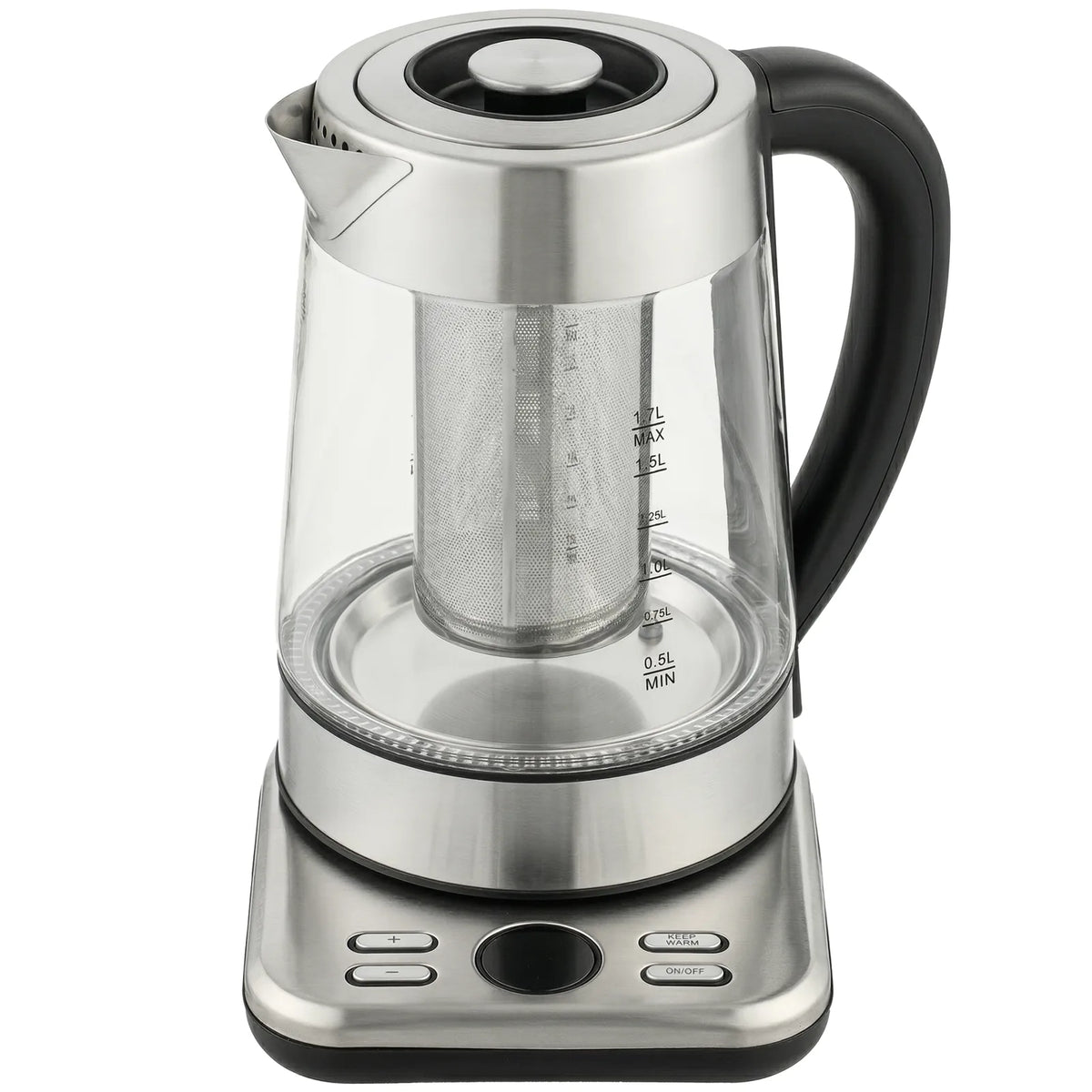 HOMCOM 1.7L Glass Electric Kettle, 3kW Fast Boil with Strix Thermostat, Tea Infuser and Keep Warm Function