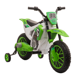 HOMCOM 12V Kids Electric Motorbike with Training Wheels & 2 Speeds – Battery Ride-On for 3-5 Years, Green