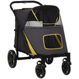 PawHut Foldable Dog Stroller with Universal Wheels, Shock Absorbers & Rear Brake – Pet Carriage, Grey