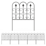 Outsunny 5-Piece Decorative Garden Fence Panels – Interlocking Metal Border Edging with Powder-Coated Finish