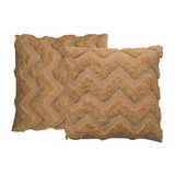 Artisan Furniture Zig-Zag Embossed Cushion Set of 2 with Zip Fastening and Hollowfibre Filling, Mustard