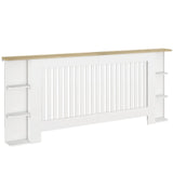 HOMCOM Extra Large Radiator Cover with Open Shelves – Vertical Slatted Heater Cabinet for Living Room, White