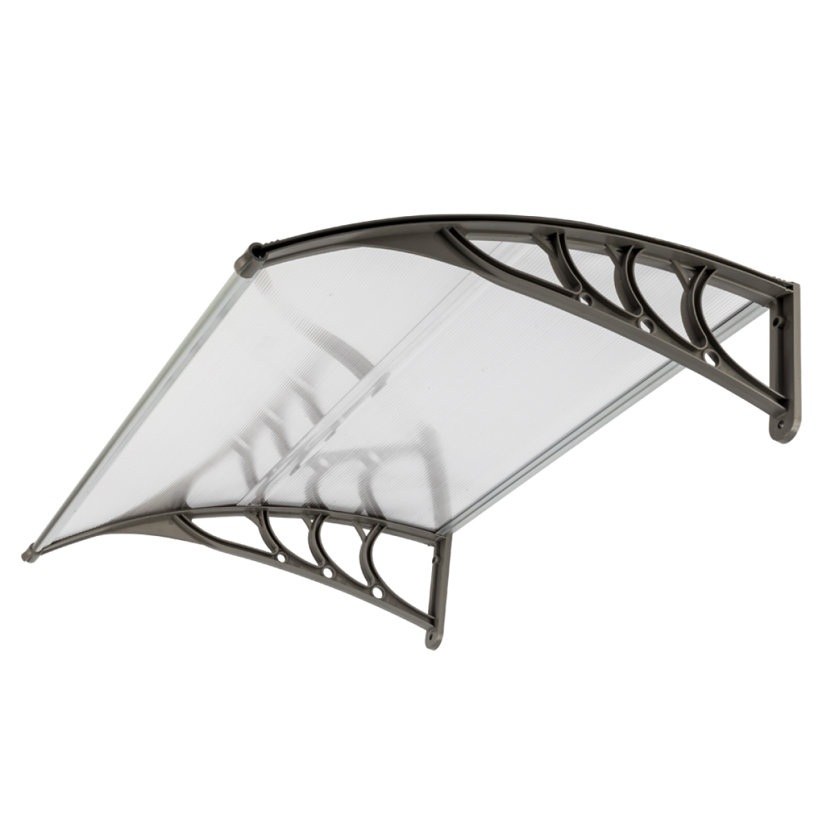 Door and Window Rain Cover Eaves Canopy, 100 x 80cm – Polycarbonate Sheet with ABS Brackets, White and Grey