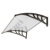 Door and Window Rain Cover Eaves Canopy, 100 x 80cm – Polycarbonate Sheet with ABS Brackets, White and Grey