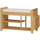 HOMCOM Bamboo Shoe Bench with Boot Section & Cushioned Seat, 80 x 30 x 50 cm – Natural & Cream