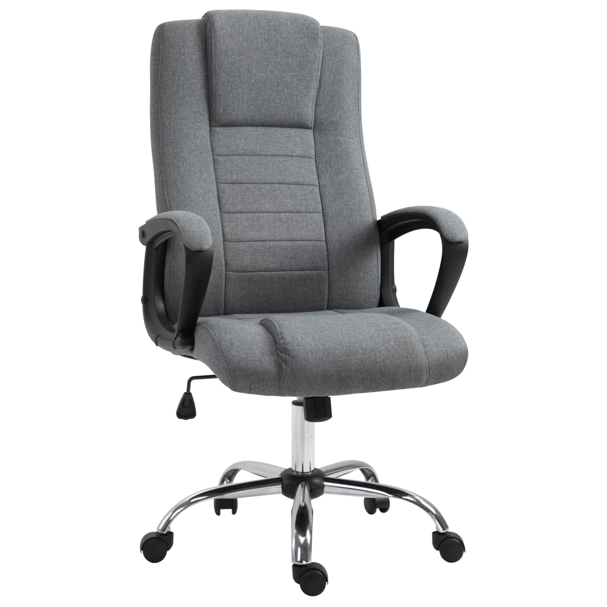 Grey high back linen office chair