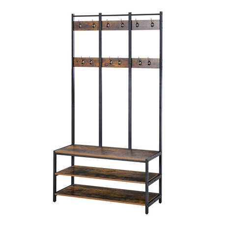 HOMCOM industrial hall tree with shoe bench