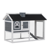 Pawhut Wooden Rabbit Hutch with Run, Ramp & Pull-Out Tray – Indoor & Outdoor Bunny Cage