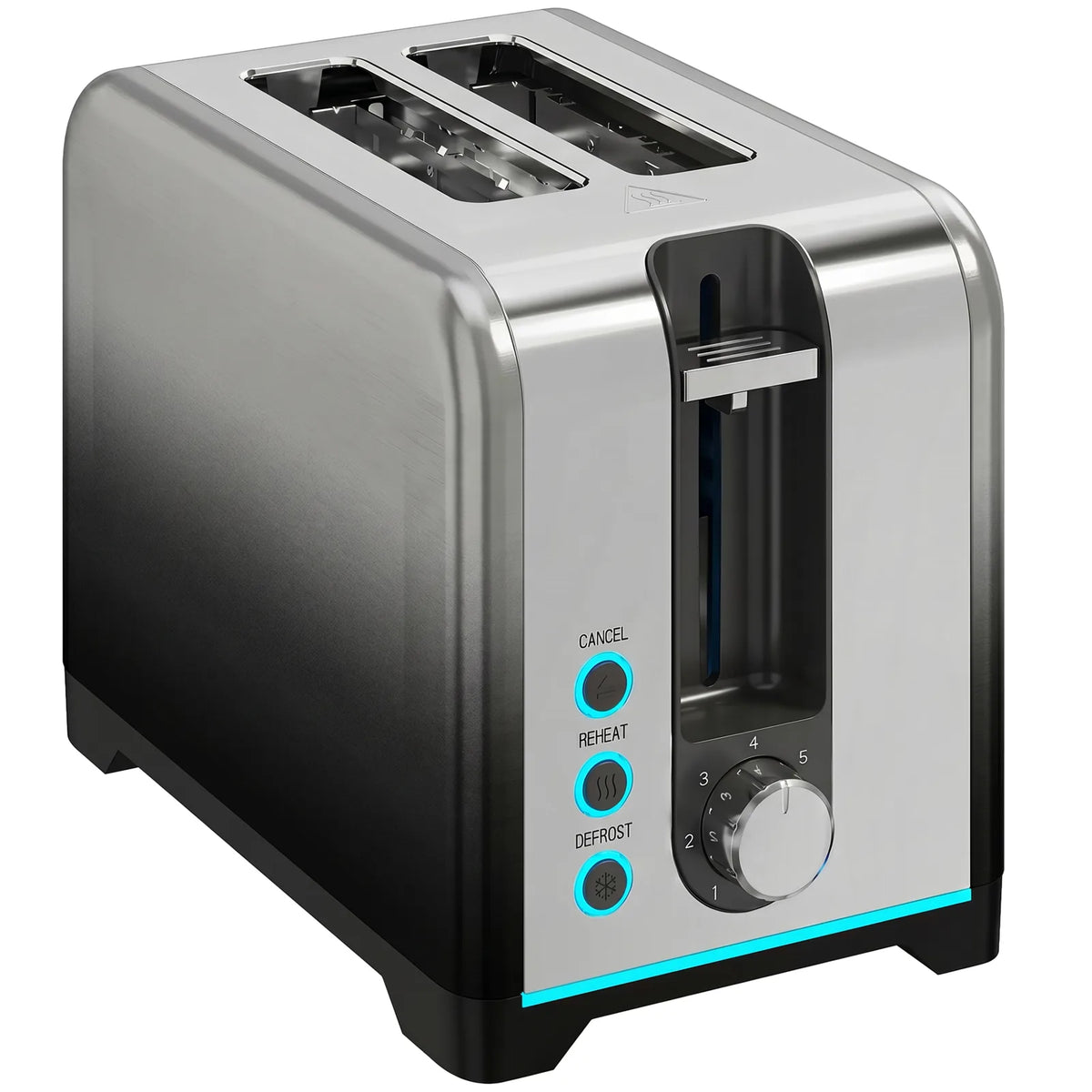 HOMCOM 2 Slice Toaster with 7 Browning Levels, Reheat, Defrost and Cancel – Crumb Tray, Black