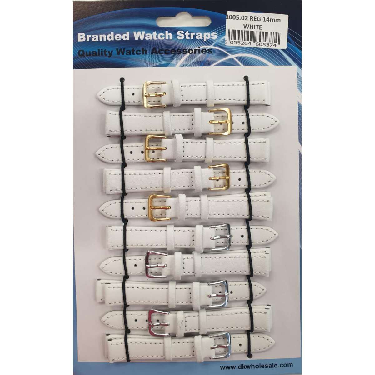 DK Leather Watch Straps, Pack of 10 in 14mm – Replacement Watch Bands, White