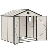 Outsunny 8 x 6ft Garden Shed with Foundation Kit, Vents and Lockable Door – Aluminium Frame, Cream White