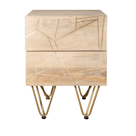 Light gold 2-drawer side table