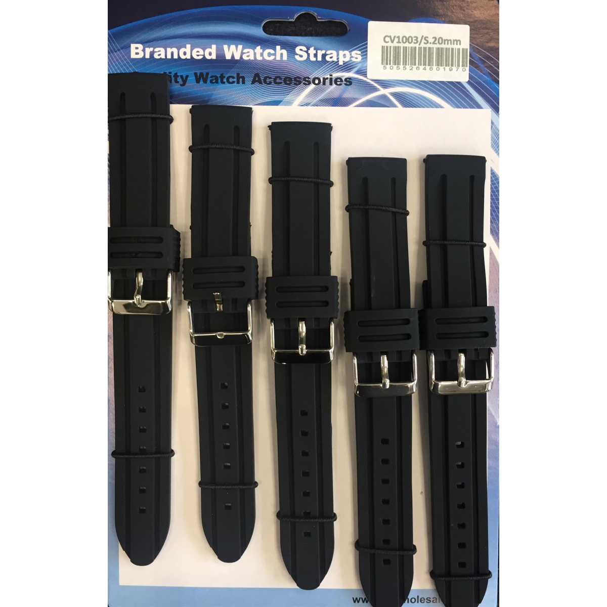 Heavy Duty Black Rubber Watch Straps Size 26 – Pack of 5