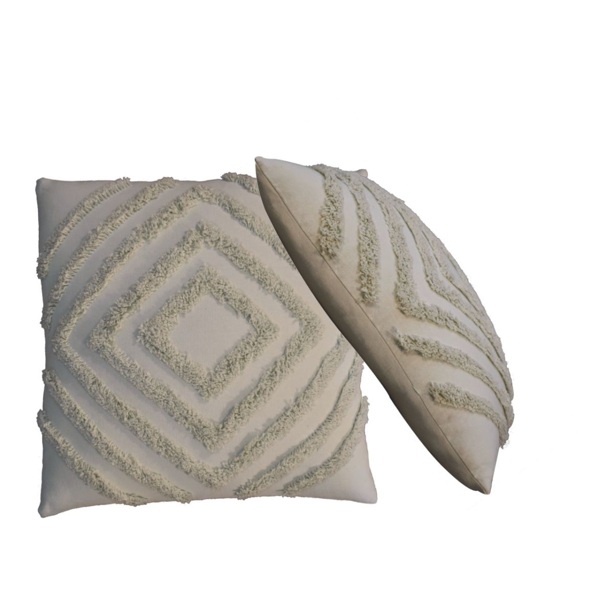 Artisan Furniture Tacy Bohemian Cotton Cushion Set of 2 – Diamond Woven Design with Tassels, Sage Green