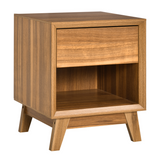 HOMCOM Bedside Table with Drawer & Bottom Shelf – Wood-Effect MDF Storage Organiser for Bedroom