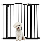 PawHut 74-87cm Adjustable Metal Pet Gate with Auto-Close & Double Lock – Safety Barrier for Doors & Stairs, Black