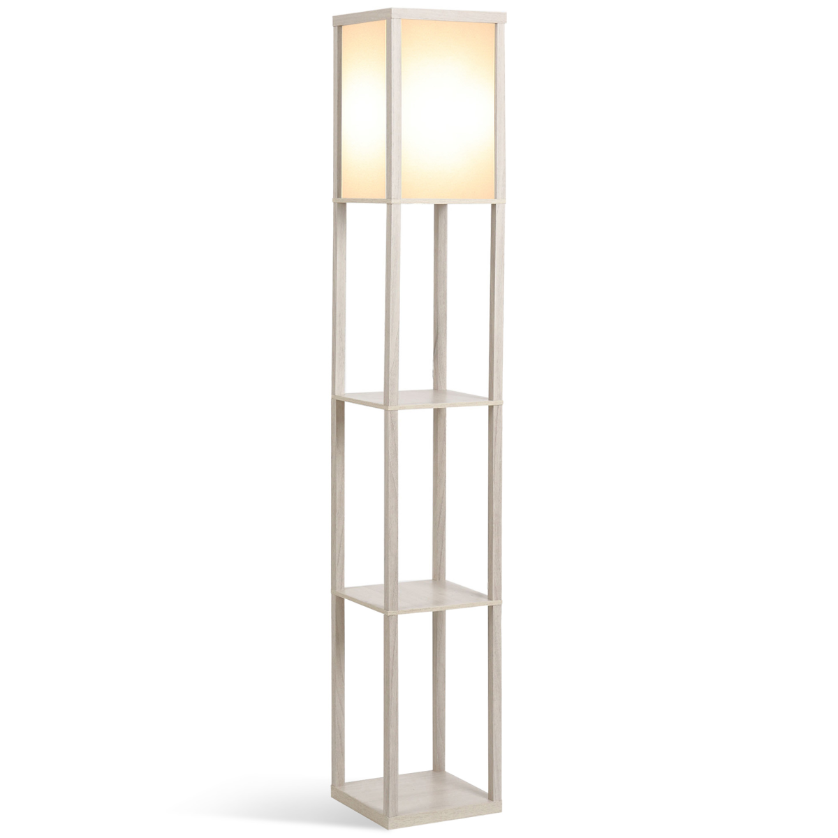 Storage Shelf Floor Lamp – White & Oak