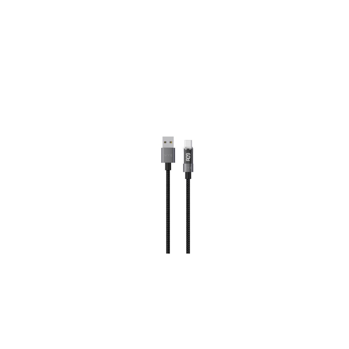 Wyeflow USB-A to USB-C 65W Fast Charging & Data Cable with LED Display – CarPlay Compatible, 1m, Black