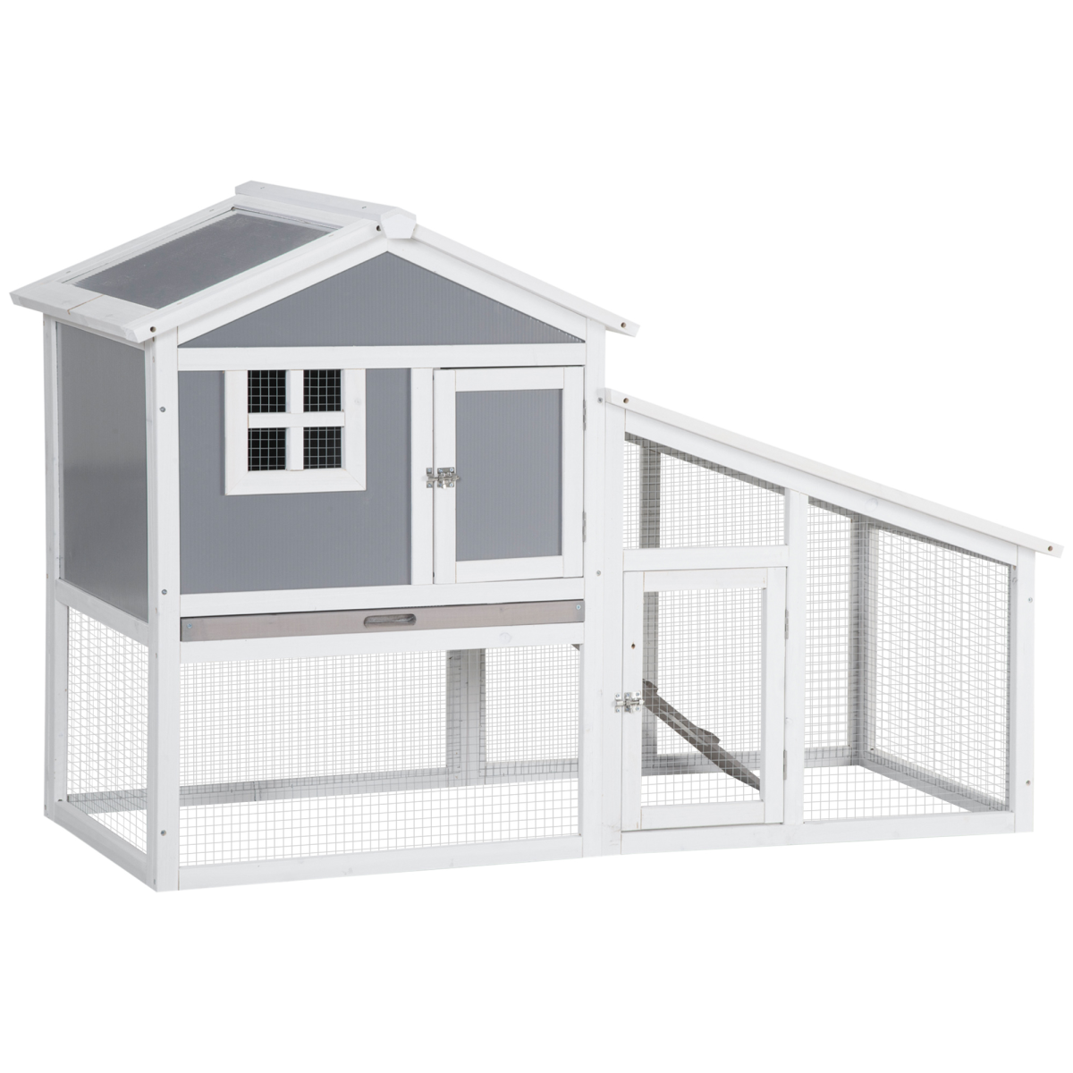 Pawhut Two-Tier Wooden Rabbit Hutch & Guinea Pig Cage with Sunlight Roof, Ramp & Slide-Out Tray – Outdoor Small Pet House