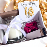 Aye Do Gifts 18th Birthday Gold Balloons Gift Hamper with Sterling Silver Necklace, Linen Candle & Chocolates