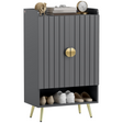 Slim shoe cabinet with gold handles