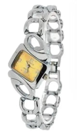 Luisant Ladies Fashion Watch – Triangle Yellow Dial, Silver Steel Bracelet (Clearance, Needs New Battery)