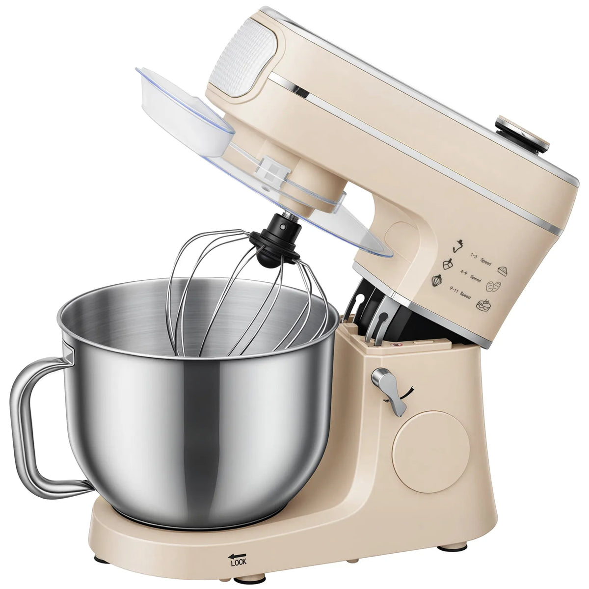 HOMCOM 6L 1400W Tilt-Head Stand Mixer with 11 Speeds, Pulse and Fermentation Function – LED Display, Cream