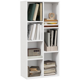 HOMCOM Seven-Cube Bookcase with Anti-Tipping Straps – Open Bookshelf Display Cabinet, White