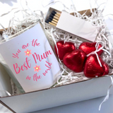 Aye Do Gifts Best Mum In The World Candle Gift Set with Chocolates – Mother's Day or Birthday Present, Linen Scent