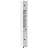 kleankin Slim Bathroom Cabinet with Drawer and Adjustable Shelves – Toilet Roll Storage Unit, Light Grey