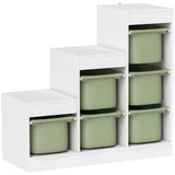 AIYAPLAY 3-Tier Kids Toy Storage Organiser with 6 Removable Bins – Green, Ages 3-8