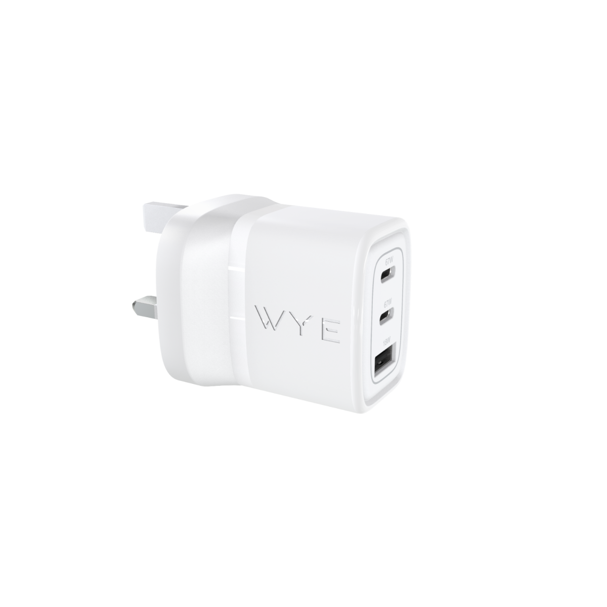 WYEFLUX 67W GaN III Power Adapter with Dual USB-C & USB-A Ports – Quick Charge Multiple Devices, Black