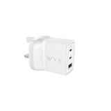 WYEFLUX 67W GaN III Power Adapter with Dual USB-C & USB-A Ports – Quick Charge Multiple Devices, Black