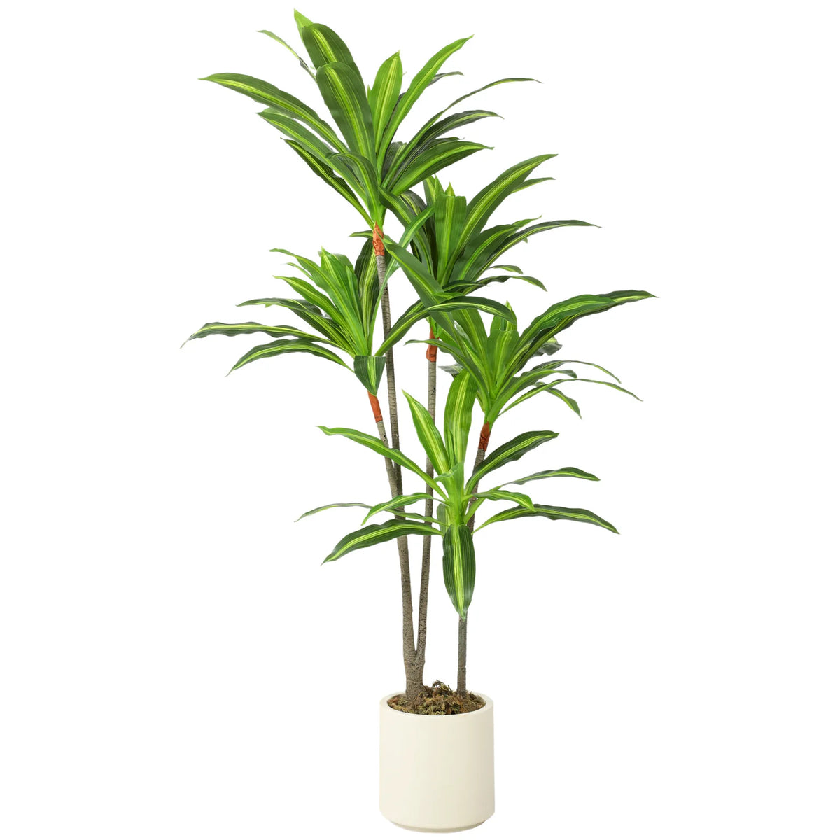 HOMCOM 150 cm Artificial Dracaena Tree with Bendable Trunks and White Pot – Lifelike Fake Plant, Green
