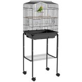 PawHut Bird Cage for Budgies, Finches, Canaries & Parakeets with Stand, Wheels & Slide-Out Tray – Black