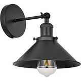 LEDSone Vintage Wall Sconce with Black Cone Metal Shade – E27 Retro Wall Light for Home, Restaurants & Cafés