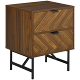 HOMCOM Side Cabinet with 2 Drawers, Herringbone Pattern – Storage Unit with Anti-Tipping Straps, Walnut Brown