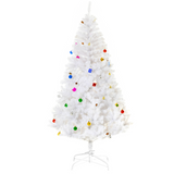 HOMCOM 6ft Artificial Snow Christmas Tree with Metal Stand and Decorations – Elegant Faux White Tree