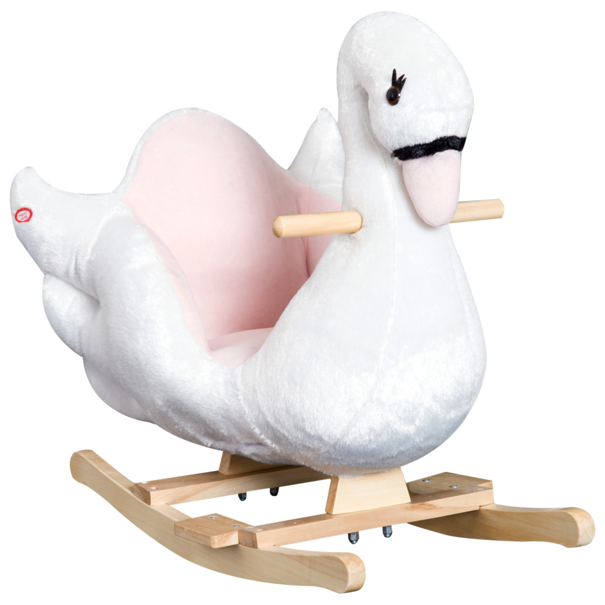 HOMCOM Kids Ride-On Rocking Swan with Music and Safety Seat – Plush Toddler Rocker, 18 Months+