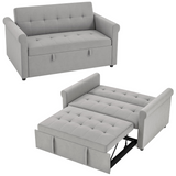 HOMCOM grey pull-out sofa bed settee