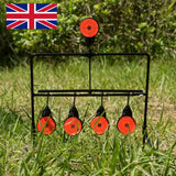 5 Self-Resetting Spinning Metal Swing Targets for Air Rifle Shooting – Practice Target Set with 10 Stickers