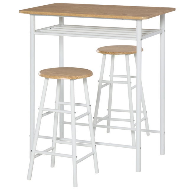 White and oak bar dining set